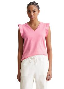 Marc O'Polo Damen T-Shirt "aus Material-Mix", pink, Gr. L, MARC O'POLO DENIM, unifarben, Obermaterial: 100% Baumwolle, Shirts