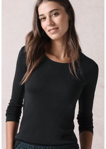 Cecil Damen Langarmshirt "Pia", schwarz, casual, Gr. S, unifarben, Jersey, Obermaterial: 100% Baumwolle, Shirts, aus trageangenehmer Baumwollqualität