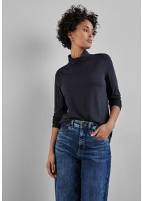 Street One Damen Rollkragenshirt, blau, casual, Gr. 34, unifarben, Stoff, 95% Viscose, 5% Elasthan, Shirts, aus strecthigem Viskosematerial