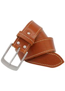 AnnaMatoni Damen Ledergürtel, braun, klassisch,modisch,sportlich, Gr. 110, unifarben, Rindsleder, Gürtel, Vollrindleder, Kontrastnaht