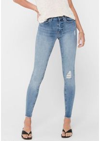 Only Damen Ankle-Jeans "ONLBLUSH MID SK ANK RW REA333NOOS", blau, casual, Gr. L, Abriebeffekte, Denim/Jeans, Obermaterial: 94% Baumwolle, 4%