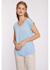 Haily's HAILY’S Damen T-Shirt "SS M TP Pi44per", blau, feminin, Gr. XS, unifarben, Jersey, Obermaterial: 65% Modal, 35% Polyester, Shirts