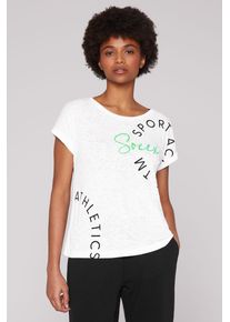 SOCCX Damen Rundhalsshirt, weiß, casual, Gr. XXXL, bedruckt, Material: Grundmaterial: 100% Polyester, Ausbrenner: 100% Viskose, Shirts, mit fixierten