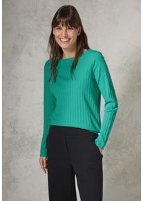 Cecil Damen Langarmshirt, grün, casual, Gr. XXL, unifarben, Web, 100% Baumwolle, Shirts, mit U-Boot-Ausschnitt