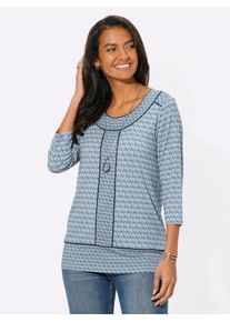 Casual Looks Damen 3/4-Arm-Shirt "Shirt", blau, Gr. 38, gemustert, mehrfarbig, 95% Viskose, 5% Elasthan, Shirts