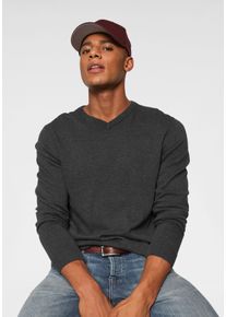 Jack & Jones JACK & JONES Herren V-Ausschnitt-Pullover "JJEBASIC KNIT V-NECK", grau, modisch, Gr. L, meliert, Obermaterial: 100% Baumwolle, Pullover