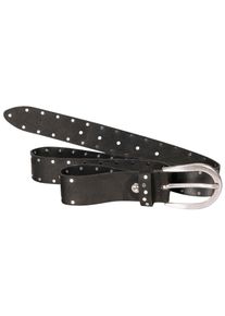 Silbergift Damen Nietengürtel, schwarz, casual,modisch, Gr. 90, unifarben, Rindsleder, Gürtel, mit silberfarbener Schließe
