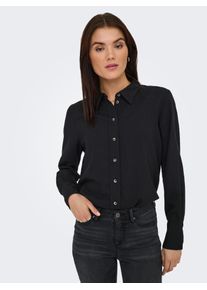Jacqueline de Yong JDY Damen Hemdbluse "JDYSAY L/S LINEN LOOSE SHIRT WVN NOOS", schwarz, modisch, Gr. XL, unifarben, Web, Obermaterial: 55% Leinen, 45% Viskose, Blusen