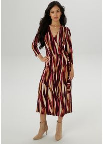 Damen Jerseykleidcamel, bordeaux, beige, braun, rosa, feminin, Gr. 42, Aniston SELECTED, gemustert, bedruckt, Single Jersey, Jersey, Obermaterial: