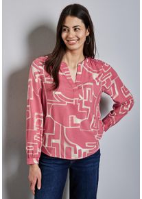 Street One Damen Langarmbluse, rot, casual, Gr. 36, bedruckt, Web, Obermaterial: 100% Viskose, Blusen, mit All-Over Print