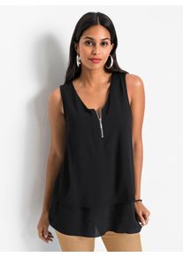 Inspirationen Damen Blusentop, schwarz, Gr. 38, unifarben, 100% Polyester, Innenseite:100% Polyester, Blusen