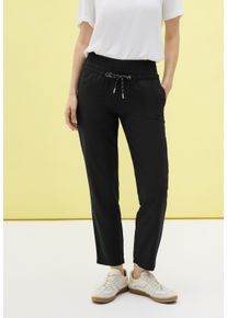 Cecil Damen Stoffhose "Style CHELSEA", schwarz, casual, Gr. XS, unifarben, Web, Obermaterial: 100% Viskose, Hosen, mit elastischem Bund