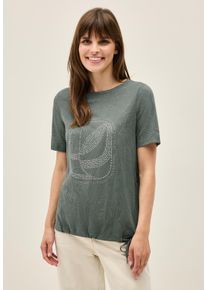 Cecil Damen T-Shirtschwarz balmy khaki, casual, Gr. M, unifarben, Web, Stoff, 50% Baumwolle, 50% Polyester, Shirts, im soften Baumwoll-Mix