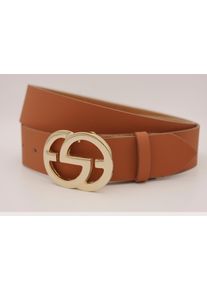 AnnaMatoni Damen Ledergürtel, braun, casual, Gr. 85, unifarben, Rindsleder, Gürtel, mit goldener Schließe
