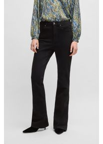 BOSS Orange Damen Schlagjeans "Rosa High Rise Bootcut Premium Damenmode", schwarz, casual, Gr. 28, unifarben, Denim/Jeans, Obermaterial: 67%