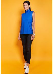 Seidel Moden Damen Tanktop, blau, casual, Gr. 44, unifarben, Jersey, Obermaterial: 95% Viskose, 5% Elasthan, Tops, mit Rollkragen MADE IN GERMANY