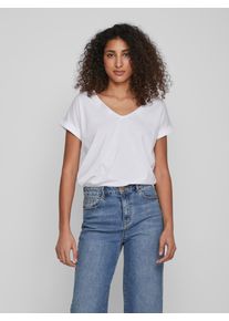 Vila Damen V-Shirt "VIDREAMERS NEW V-NECK T-SHIRT - NOOS", weiß, modisch, Gr. XXL, unifarben, Jersey, Obermaterial: 50% Baumwolle, 50% Polyester,