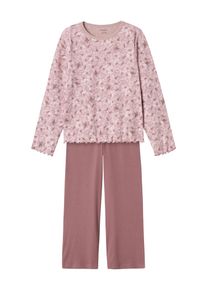 name it Kinder Schlafanzug "NKFNIGHTSET MAUVE FLOWER LOOSE RIB NOOS", Gr. 110, lila, Jersey, Obermaterial: 95% Baumwolle, 5% Elasthan, gemustert,