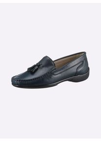 CLASSIC Damen Mokassin, Gr. 39, blau, Rindsleder, Glattleder, Leder, Basic, Schuhe