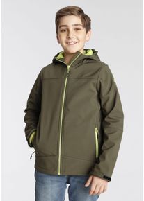 Killtec Kinder Softshelljacke "BYS SFTSHLL JCKT OT", grün, sportlich, Gr. 140, unifarben mit Farbeinsätzen, Softshell, Obermaterial: 90% Polyester,