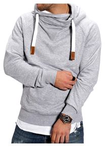 behype Herren Kapuzensweatshirt "JULES", grau, Gr. M, unifarben, 70% Baumwolle, 30% Polyester, Sweatshirts, mit hohem Kragen