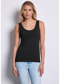 Damen Trägertop, schwarz, casual, Gr. 38, STREET ONE STUDIO, unifarben, Web, 95% Baumwolle, 5% Elasthan, Tops, im soften Baumwoll-Mix