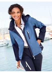 Casual Looks Damen Funktionsjacke, blau, Gr. 44, gemustert, mehrfarbig, 100% Polyester, Kragen:100% Polyester, Jacken