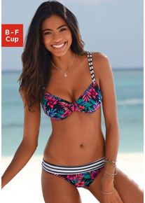 Venice Beach Damen Bügel-Bikini-Top "Summer", blau, Gr. 38, floral, Polyamid, Xtra Life LYCRA, Bikini-Oberteile, mit Doppelträgern