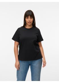 Vero Moda CURVE Damen Kurzarmshirt "VMPAULINA SS T-SHIRT GA JRS NOOS CUR", schwarz, modisch, Gr. L, unifarben, Jersey, Obermaterial: 100% Baumwolle,