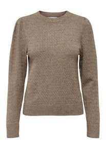 Only Damen Rundhalspullover "ONLKATIA LS PUFF O-NECK CC KNT", braun, modisch, Gr. S, meliert, Strick, Obermaterial: 50% Viskose, 27% Nylon, 23%