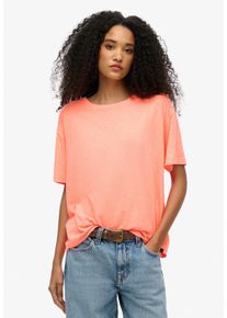Superdry Damen T-Shirt "STUDIOS DROPPED SHOULDER TEE", orange, casual, Gr. S, unifarben, Single Jersey, Obermaterial: 60% Baumwolle, 40% Lyocell,