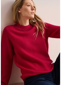Cecil Damen Stehkragenpullover, rot, casual, Gr. XXL, Strukturmuster, Strick, Obermaterial: 60% Polyacryl, 40% Baumwolle, Pullover, mit Struktur