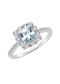 Damen Silberring "Ziersteine, Zirkonia weiß, Silber 925", 54, Silber 925 (Sterlingsilber), blau, Giorgio Martello MILANO, Silber 925