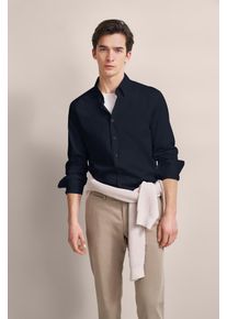 Bugatti Herren Langarmhemd, blau, casual, Gr. XXXL, unifarben, 100% Baumwolle, Hemden, in schlichter Optik