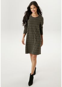 Damen Jerseykleid, schwarz, modisch, Gr. 38, Aniston SELECTED, Jacquardmuster, gemustert, Jersey, Obermaterial: 70% Polyester, 28% Viskose, 2%