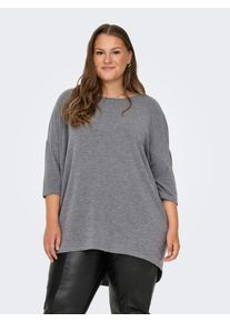 Only CARMAKOMA Damen 3/4-Arm-Shirt "CARLAMOUR 3/4 TOP JRS NOOS", grau, casual, Gr. S, unifarben, meliert, Single Jersey, Obermaterial: 65% Polyester,