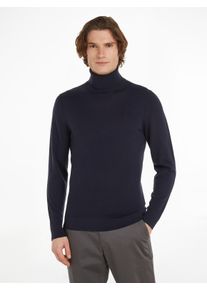 Calvin Klein Herren Rollkragenpullover "SUPERIOR WOOL TURTLE NECK", blau, Gr. XXL, Feinstrick, Obermaterial: 100% Wolle, Pullover, mit Logostickerei