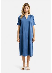 Smith & Soul SMITH & SOUL Damen Sommerkleid, blau, casual, Gr. M, unifarben, Material: 70% Baumwolle, 27% Polyamid, 3% Elasthan, Kleider, mit Taschen