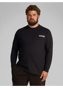 Herren Rundhalsshirt "BT_STACK COLOR BLOCK LS T-SHIRT", schwarz, casual, Gr. 4XL, CALVIN KLEIN BIG & TALL, unifarben, Single Jersey, Obermaterial: