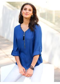 Inspirationen Damen Schlupfbluse, blau, Gr. 40, unifarben, 100% Viskose, Blusen