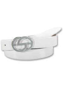 Silbergift Damen Koppelgürtel, weiß, elegant,feminin,klassisch, Gr. 80, unifarben, Rindsleder, Gürtel, mit silberfarbener Schließe