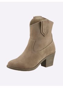 Heine Damen Stiefelette, Gr. 38, grau, Leder, Rindsleder, Veloursleder, modisch, Schuhe