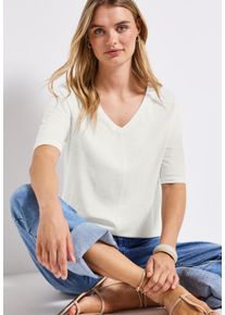 Street One Damen T-Shirt "Style GERDA", weiß, casual, Gr. 44, unifarben, Jersey, Obermaterial: 50% Baumwolle, 50% Modal, Shirts, mit V-Ausschnitt