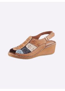 Casual Looks Damen Sandale, Gr. 39, braun, Glattleder, sportlich, Schuhe