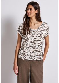 Street One Damen Shirtblusenomad braun, casual, Gr. 34, bedruckt, Stoff, 100% Viskose, Blusen, mit allover Print
