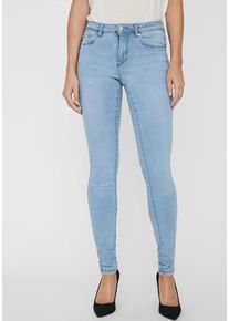 Véro Moda VERO MODA Damen Skinny-fit-Jeans "VMTANYA MR S PIPING JEANS VI352 GA NOOS", blau, modisch, Gr. XS, Denim/Jeans, Obermaterial: 69% Baumwolle, 25%