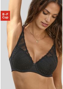 Lascana Damen Schalen-BH "Amira", Gr. 80, schwarz, Microtouch, Spitze, Spacer, Obermaterial: 89% Polyamid, 11% Elasthan, feminin, BHs, mit