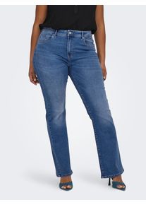 Only CARMAKOMA Damen Bootcut-Jeans "CARSALLY REG FLARED DNM BJ114-3 NOOS", blau, modisch, Gr. 42, unifarben, Denim/Jeans, Obermaterial: 64%