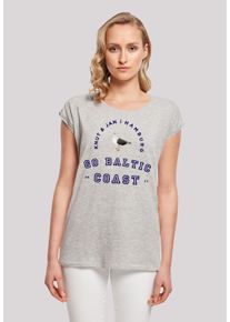 F4NT4STIC Damen T-Shirt "Möwe Knut & Jan Hamburg", grau, casual, Gr. L, Obermaterial: 100% Baumwolle, Shirts, Print