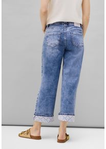 Cecil Damen Loose-fit-Jeans, blau, casual, Gr. 34, bedruckt, Jeans, 86% Baumwolle, 12% Polyester, 2% Elasthan, Jeans, High Waist
